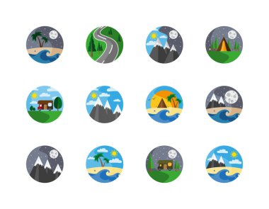 Doğa ve kamp sembolleri.