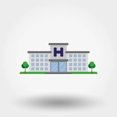 Hastane Binası. Simge. Vektör. Düz.