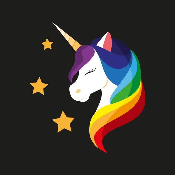 Unicorn with closed eyes. Vector illustration — Stock Vector