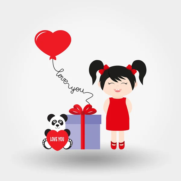 Una chica encantadora. Día de San Valentín. Icono. Vector. Plano . — Vector de stock