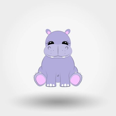 Su aygırı bebek. Simge. Vektör. Düz.