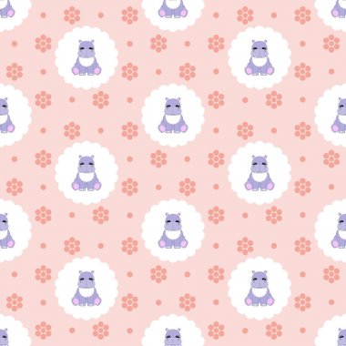 Su aygırı bebek. Sorunsuz vektör çizim. Düz.