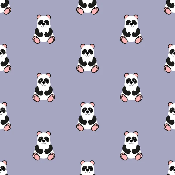 Panda-Baby. Muster. nahtlose Vektorillustration. flach. — Stockvektor