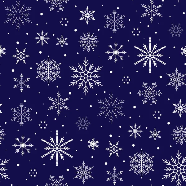 Patrón de Navidad. Fondo de copo de nieve. Ilustración de vectores sin fisuras. Estilo de diseño plano . — Vector de stock