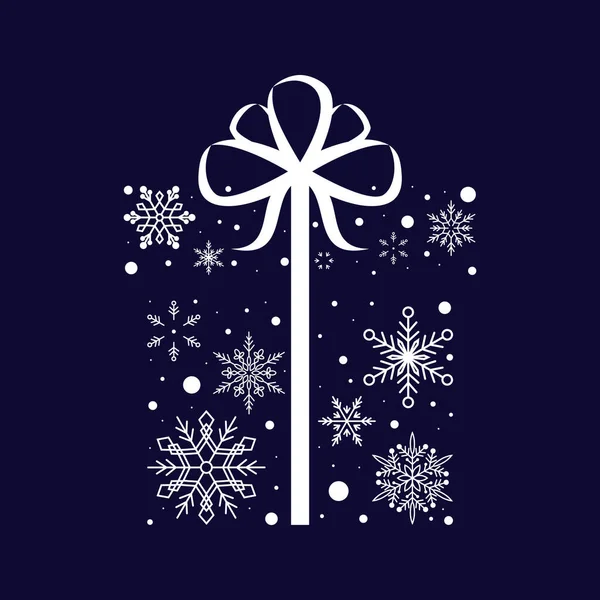 Sneeuwvlokje Geschenkdoos. Kerstmis en Nieuwjaar. Vector illustratie. Vlakke constructie — Stockvector