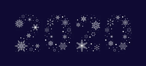 2020 год от снежинки. Новый год. Векторная иллюстрация. Плоский дизайн — стоковый вектор
