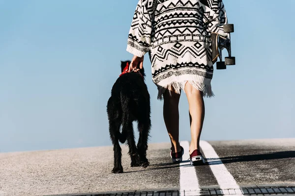 Schöne junge Liebe zu ihrem Hund. — Stockfoto