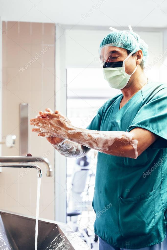 Doctor Washing Hands Before Operating.