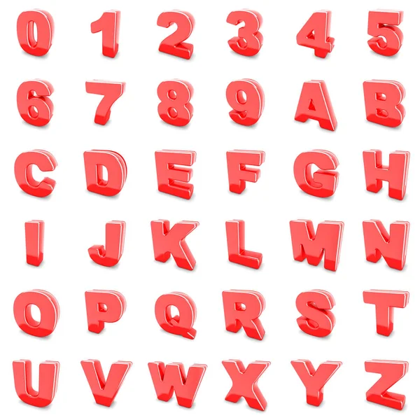 Números y letras de metal rojo 3D . — Foto de Stock