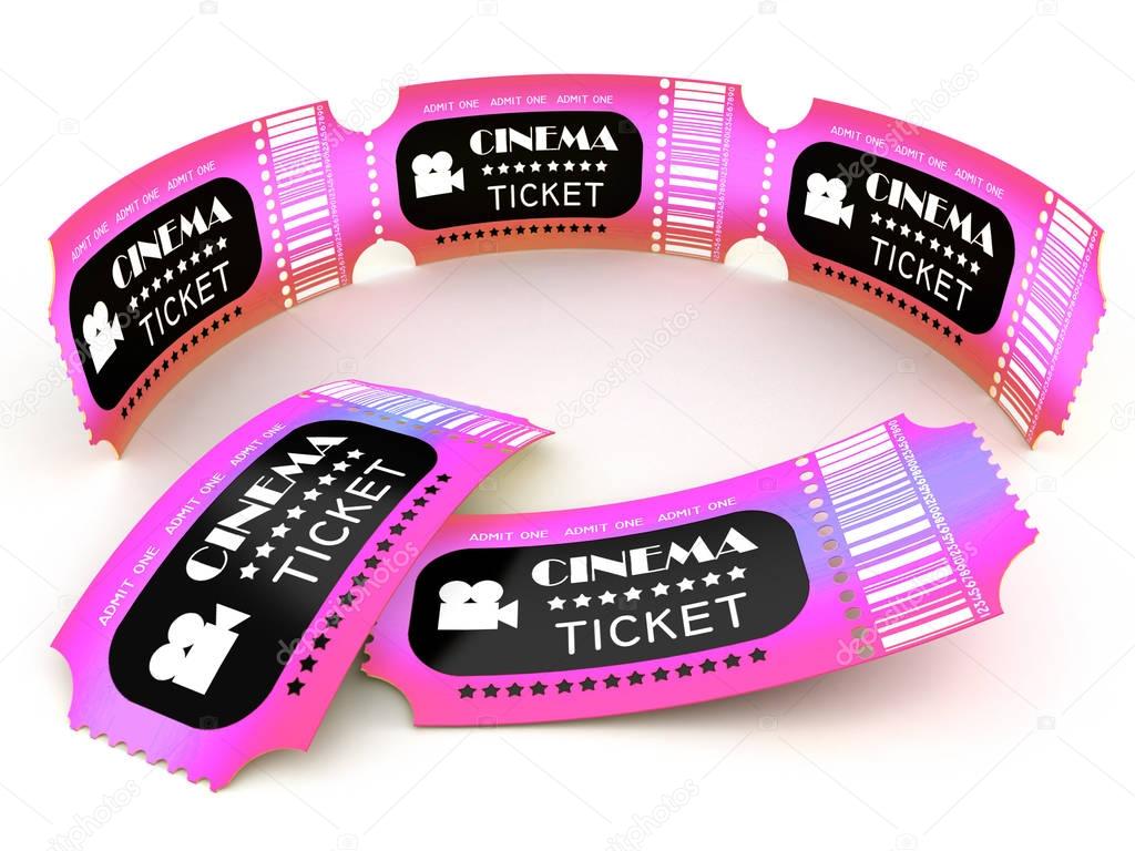 3D Cinema ticket coupon on white background
