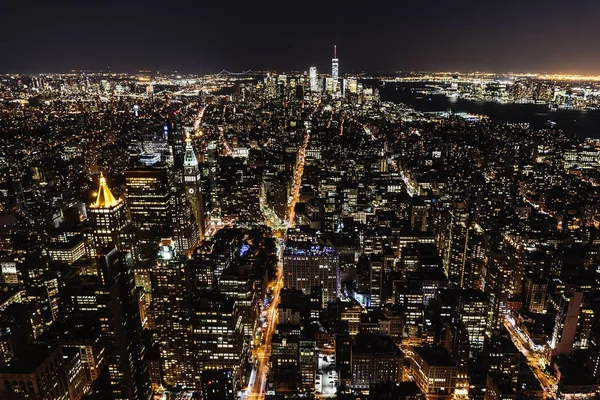 Nacht skyline van New York City. — Stockfoto