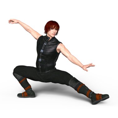 3d cg render bir Kung fu ustası 