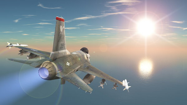 3D CG визуализация истребителя

