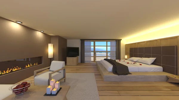 Render CG 3D dari kamar tidur — Stok Foto