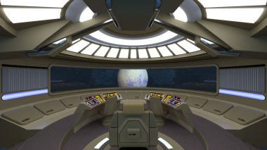 3d cg render bir kontrol odası