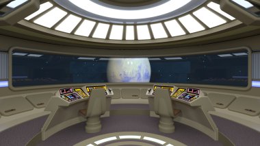 3d cg render bir kontrol odası