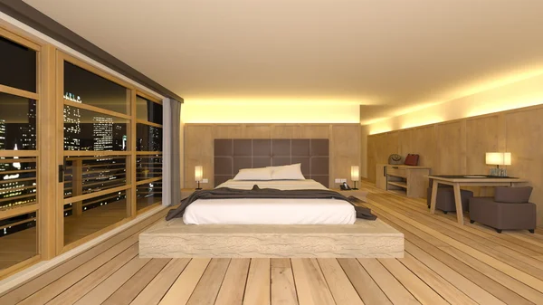 3D-cg-Darstellung eines Schlafzimmers — Stockfoto