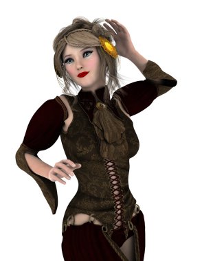 genç bir kadının 3d cg işleme