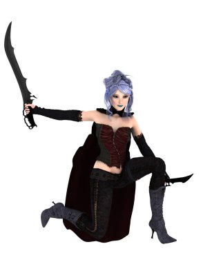 bir kadın şövalye 3d cg render