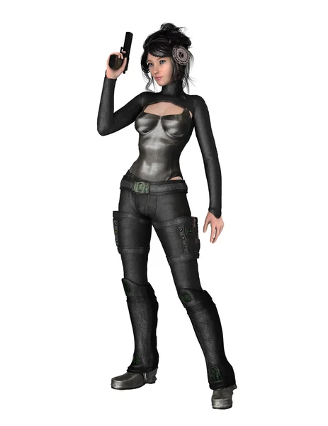 3D cg-rendering av en kvinnlig krigare — Stockfoto