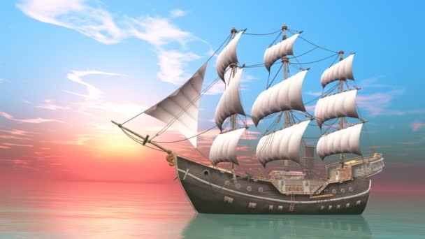 3D CG representación de un velero — Vídeo de stock