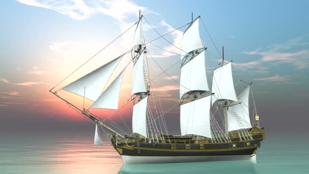 3D CG representación de un velero — Vídeo de stock