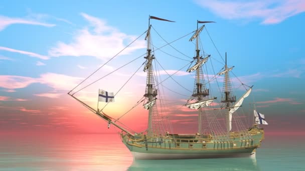 3D CG representación de un velero — Vídeos de Stock