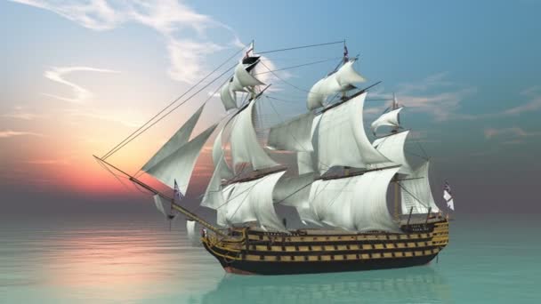 3d cg 渲染的一艘帆船 — 图库视频影像