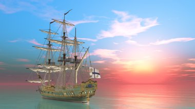 bir yelkenli tekne 3d cg render