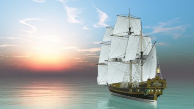 bir yelkenli tekne 3d cg render