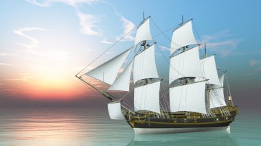 bir yelkenli tekne 3d cg render