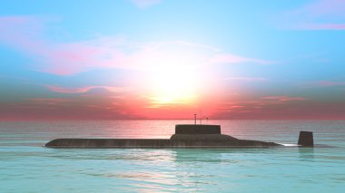 bir denizaltı 3d cg render