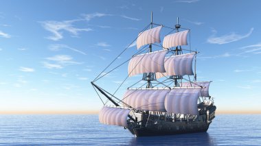 bir yelkenli tekne 3d cg render