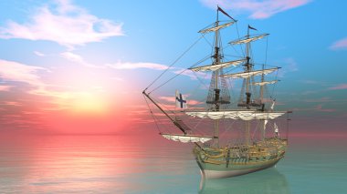 bir yelkenli tekne 3d cg render