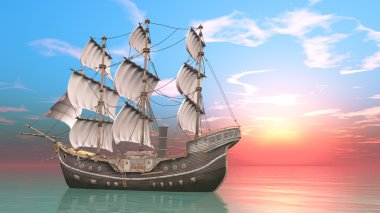 bir yelkenli tekne 3d cg render