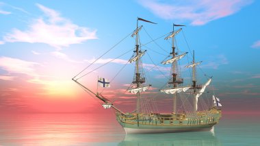 bir yelkenli tekne 3d cg render