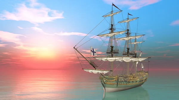 Redare 3D CG a unei ambarcațiuni cu vele — Fotografie, imagine de stoc