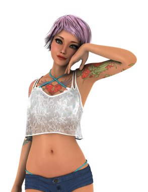 genç bir kadının 3d cg işleme