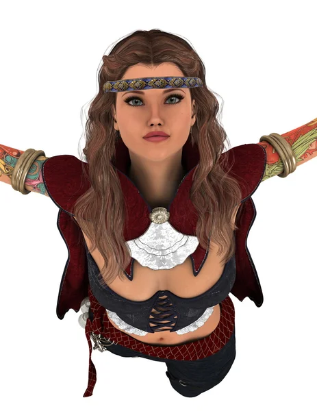 3D CG representación de una guerrera femenina — Foto de Stock