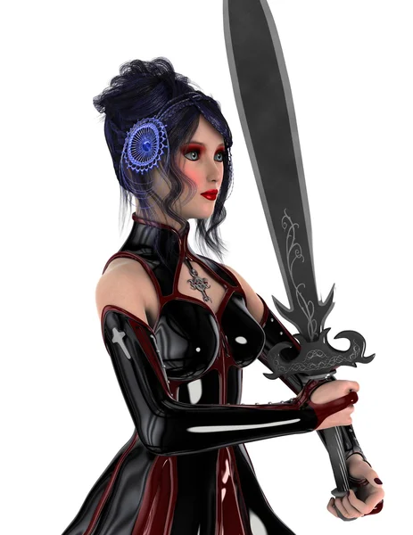 3D CG representación de una guerrera femenina — Foto de Stock