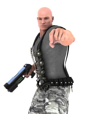 bir savaşçının 3d cg işleme