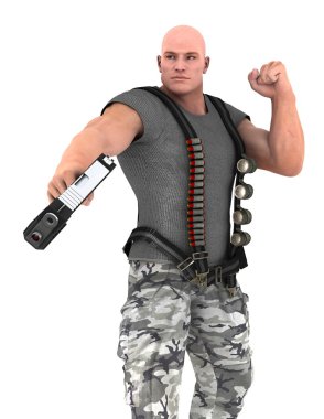 bir savaşçının 3d cg işleme