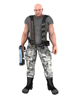 bir savaşçının 3d cg işleme