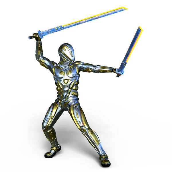 3D CG rendering of a cyborg fencer — Stock Photo, Image