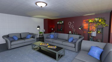 3d cg işleme bir oturma odası