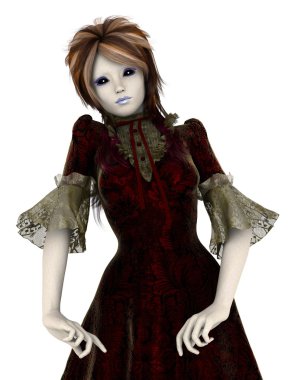 3d cg işleme bir kız figürü oyuncak bebek