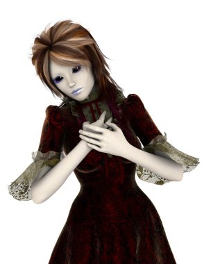 3d cg işleme bir kız figürü oyuncak bebek