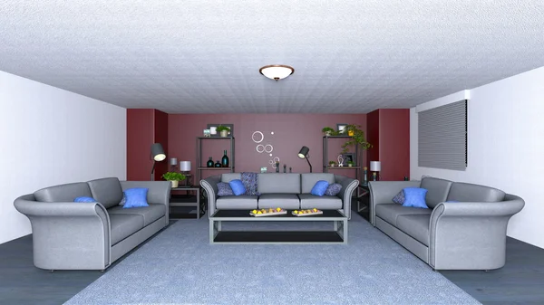 3D CG візуалізація вітальні — стокове фото