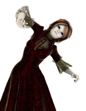 3d cg işleme bir kız figürü oyuncak bebek