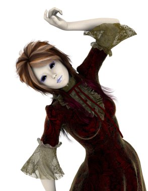 3d cg işleme bir kız figürü oyuncak bebek